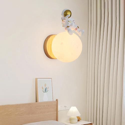 Lámpara de pared de astronauta con globo blanco de resina y acrílico 3