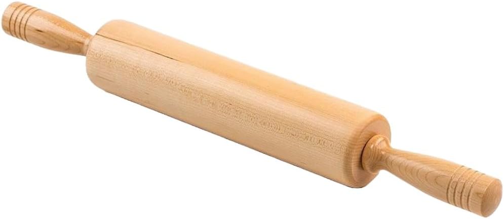 Fletchers' Mill Traditional Rolling Pin, Solid Wood, Extra Long, Comfortable Handles, Well-Balanced, and Sturdy, 10"