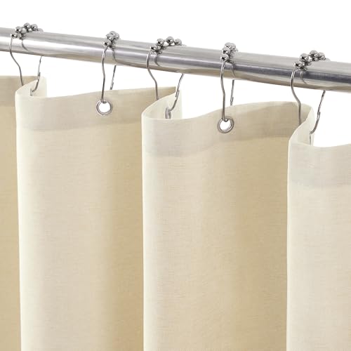 Duschvorhang Leinen mit Metall Duschvorhangringe Stoff Textil...