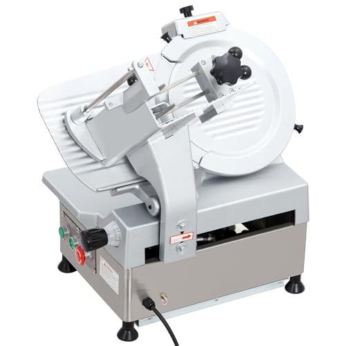 12 Inch Automatic Meat Slicer, Electric Food Slicer with 180W+370W Dual Motor, 0-16mm Adjustable Thickness, Stainless Steel Blade, Commercial Meat Slicer for Home Kitchen