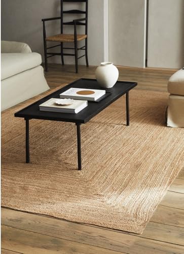 FRELISH DECOR Handwoven Jute Area Rug - 4x6 Feet Natural Yarn - Rustic Vintage Beige Braided Reversible Rectangular Rugs for Bedroom - Kitchen - Living Room - Farmhouse (4' x 6')