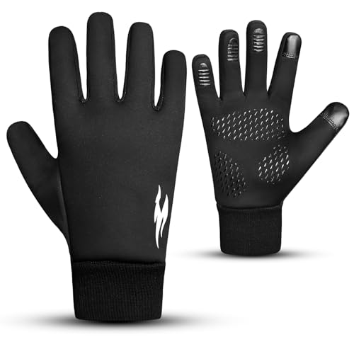 WESTWOOD FOX Winter Thermal Gloves Windproof Running Gloves Touch Screen Warm Anti Slip Silicone Cycling Gloves for Men Women,Elastic Cuff for Driving