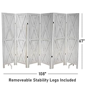 Premium Home 6 Panel Room Divider Room dividers and Folding Privacy Screens Privacy Screen Partition Wall dividers for Rooms Room Separator Folding Screen Rustic Barnwood