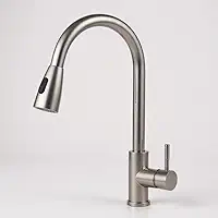 Torneira Gourmet Cozinha Aço Inox Escovado Monocomando com Ducha Retrátil e Bica Giratória 360° – Ideal para Alta Pressão, Quente e Frio, Ideal Pia e Bancada (Premium)