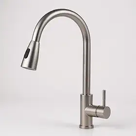 Torneira Gourmet Cozinha Aço Inox Escovado Monocomando com Ducha Retrátil e Bica Giratória 360° – Ideal para Alta Pressão, Quente e Frio, Ideal Pia e Bancada (Premium)