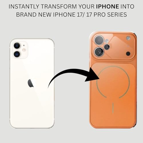Image of Converter Case for iPhone 12 | Premium Protective Mag-Safe Cover | iPhone 17 Pro / iPhone17 Pro Max Series Style Design | in-Built Camera Guard | Wireless Charging Compatible (Orange)