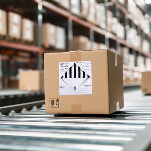 Image of 500 Pcs Dry Ice Shipping Labels, Un1845 Dry Ice Stickers, 6 inch x 6 inch