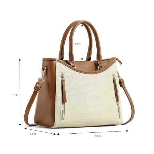 Image of EXOTIC Alvara Tote Bag for Women | Multi-Compartment Handbag with Laptop Space, Front Zip Pockets & Luggage Sleeve | Premium PU Leatherette Work & Travel Tote