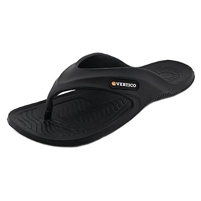 Vertico - Rubber Shower Flip Flops | Quick Dry, Lightweight Protection Sandals - Black (11 US)