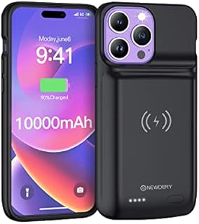 NEWDERY Battery Case for iPhone 14 Pro Max/14 Plus 10000mAh Qi Wireless Charging Case,Sync-Data Supported, Extended Rechargeable Charger Battery Pack for iPhone 14/13/12 Pro Max, iPhone 14 Plus 6.7