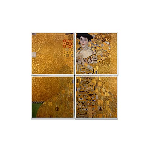 Carreaux céramique Gustav Klimt 15,2x15,2 cm lot de 4 art vintage doré
