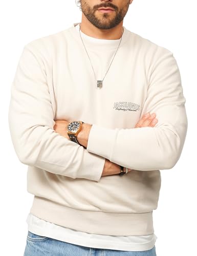 JACK & JONES Herren Sweatshirt mit Rundhals Crewneck Pullover Sweater für Männer im Regular-Fit JJ24741-MOO-L