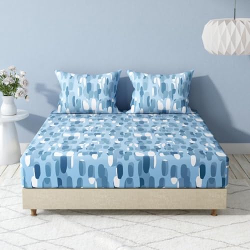 Image of Wakefit Cotton Fitted Bedsheet | 200 TC Elastic Fitted Sheet, Single Bed Bedsheet Checkered With 1 Pillow Cover | Splasho - 72X36 Inches