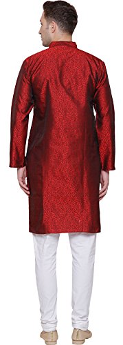 Maple Clothing Men's Kurta Pajama Poly Silk Indian Wedding Party Dress3