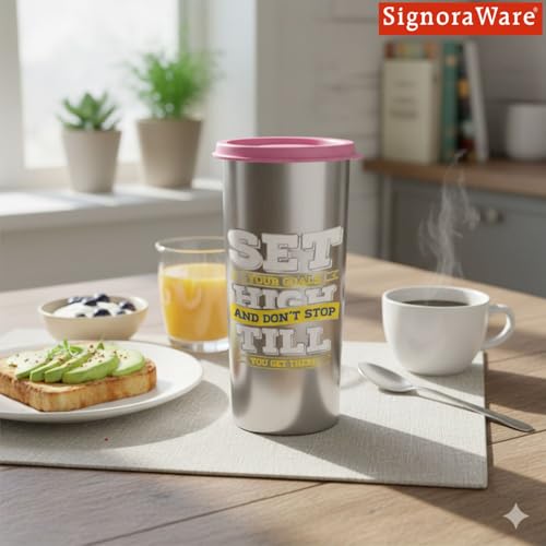 Image of SignoraWare Jumbo Stainless Steel Tumbler | Airtight & Leakproof | Durable & Eco-Friendly | Ideal for Office, Gym, Travel & Daily Use | Great for Outdoor Activities (500ml | Pink)