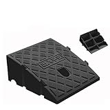 PP-Eic Non-Slip Wheelchair Ramps, Raised Curb Ramps, Bathroom Rubber Curb Ramps, Recycled Rubber Threshold Ramps,Black 25×45×19cm