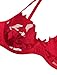 Lilosy Sexy Satin Mesh Floral Sheer Embroidered Underwire Lingerie Set 2 Piece Women Push Up See Through Matching Bra Panty Wine Red Medium