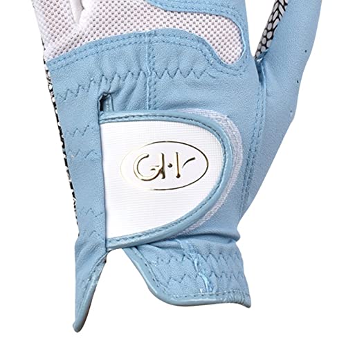 Gh Women's Leather Golf Gloves One Pair - Plain Both Hands (Blue, 22 (Xl)) #TOP3