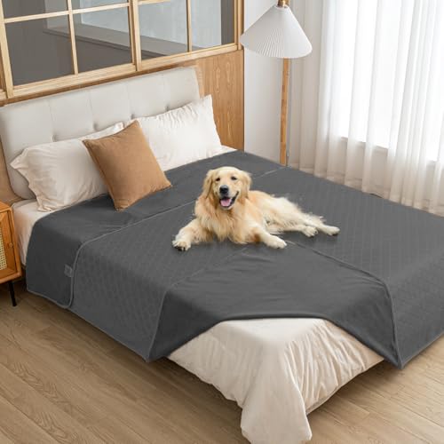Amarrirose wasserdichte Hundedecke,100x120cm Outdoor Hundematte Waschbar für Grosse Hunde,Flauschig Katze ndecke und Weich Beidseitiger Sofabezug-Schutz,Dunkelgrau+grau