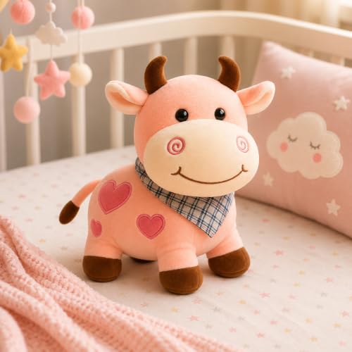 Image of SCOOBA Small moo Cow Soft Toys for Kids Babies 25cm(Pink moo Cow)