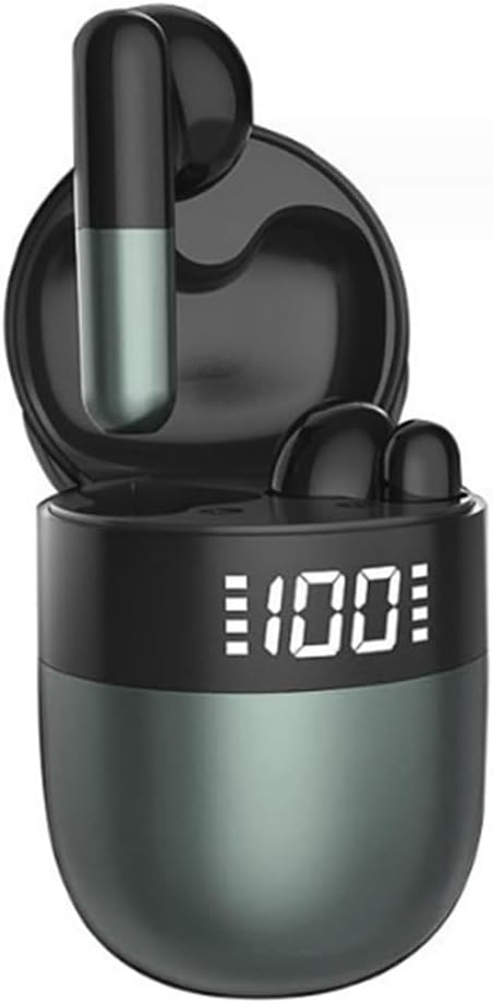 IKXO J28 Wireless Bluetooth Headphones in Ear Earphones Light-Weight Earbud,Touch Smart HD Digital Display Charging Pod Sport Headset,Built-in Mic for TV Smart Phone Laptop Computer Sports,Green