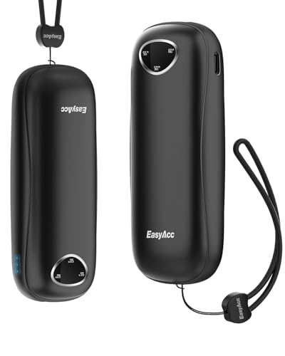 EasyAcc® 10000mAh Hand Warmers Rechargeable 2 Pack,16Hrs Long Safe Heat,[Lifetime Service] Reusable Pocket Electric Hand Warmers Heaters Rechargeable for Gloves,Raynauds,Women,Men,Camping OT-95