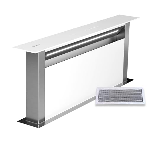 Klarstein Royal Flush Eco 75 Extractor de Encimera - Eficiencia A++, 720 m³/h, Acero Inoxidable, Control Táctil, Luz Led 6500 K, Campana Extractora Cocina, Blanco