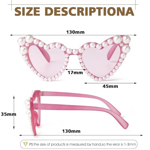 Heart Shaped Sunglasses Pearl Sunglasses Cat Eye Bling Sun Glasses UV400 Protection4
