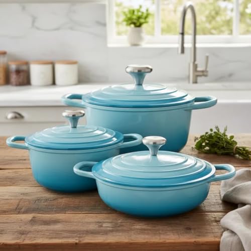 Panelas Caçarolas Cerâmica 3 peças 4mm Indução Azul Claro Chef Florença