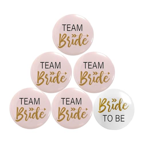 WUSJCOF 6 Peças placas Team Bride despedida de solteira, kit acessórios noiva e amigas, decorações casamento festas, acessórios para equipamento da noiva