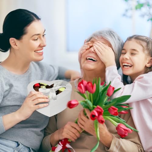 4 boîtes cadeaux blanches à couvercle transparent en cœur Oairse - 7
