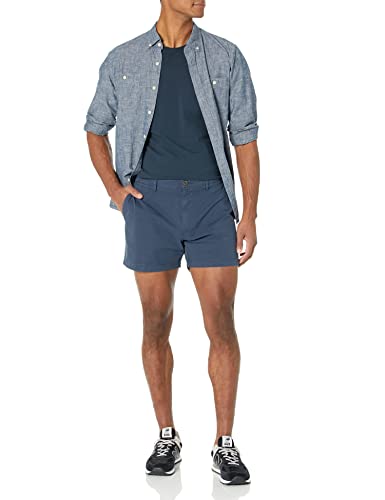 Image of Amazon Essentials Men's Slim-Fit 5 inch Flat-Front Comfort Stretch Khaki Chino Shorts with Elastic Waistband
