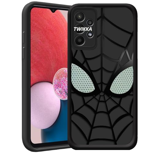 Image of Stylish Spider Back Case Cover Compatible for Samsung Galaxy A13 4G / A23 4G | Spidey Face Mask Case | Soft Silicone | Camera & Full Body Protection | Shock Proof | (Black)