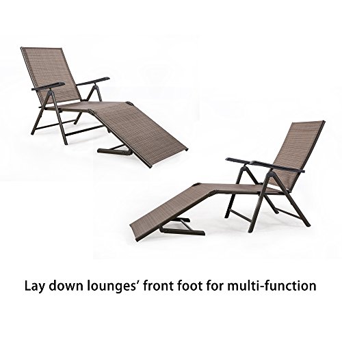 Cloud Mountain Adjustable Chaise Lounge Chair Recliner Outdoor Folding Lounge Chair Chaise Lounge Chair Recliner Patio Pool Sun Loungers Chair New, 2 Packs