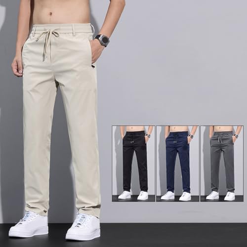Meshirons - Ice Silk Mesh Panel Casual Pants, linochic Elastic No Constraints Breathable Quick-Drying Trousers with Pockets4