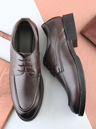 Image of STANPHORD Mens Terravia Solid Formal Officewear Lace Up Derby Shoes | Memory Foam Padded Insole | Premium Craftsmanship | Classic | Timeless | Durable