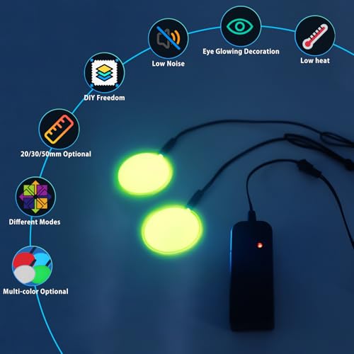 Image of Led Eyes for Mask Skeleton Ghost Black Cat Spider Pumpkin Spooky Tree, EL Panels Light for Cosplay DIY Themed Party Decor (Yellow, 50mm)