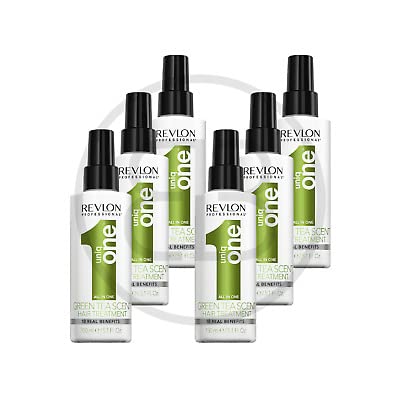 UNIQ ONE Green Tea Kit All In One Hair Treatment 6 Pièces x 150ml pour Cheveux Fatigués en Scène Relaxantes
