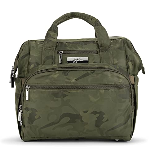Image of JuJuBe Diaper Bag, Travel Backpack, Large Tote with Portable Changing Pad, Stroller Hooks & Pockets for Baby Bottles, Diapers, Pacifier, Snacks, and Daily Essentials, Dr. BFF - Camo Green