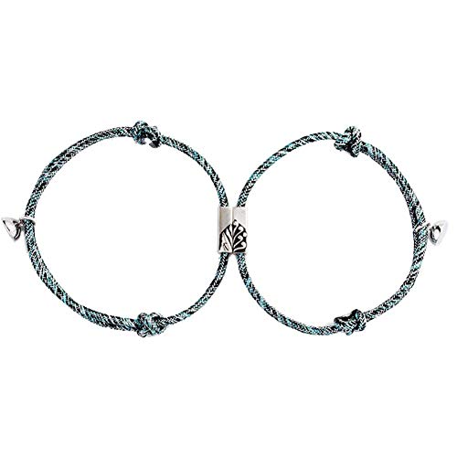 A1 2Pcs Trenzado Distancia Pareja Amante Pulsera magnética Amistad Cuerda Kit