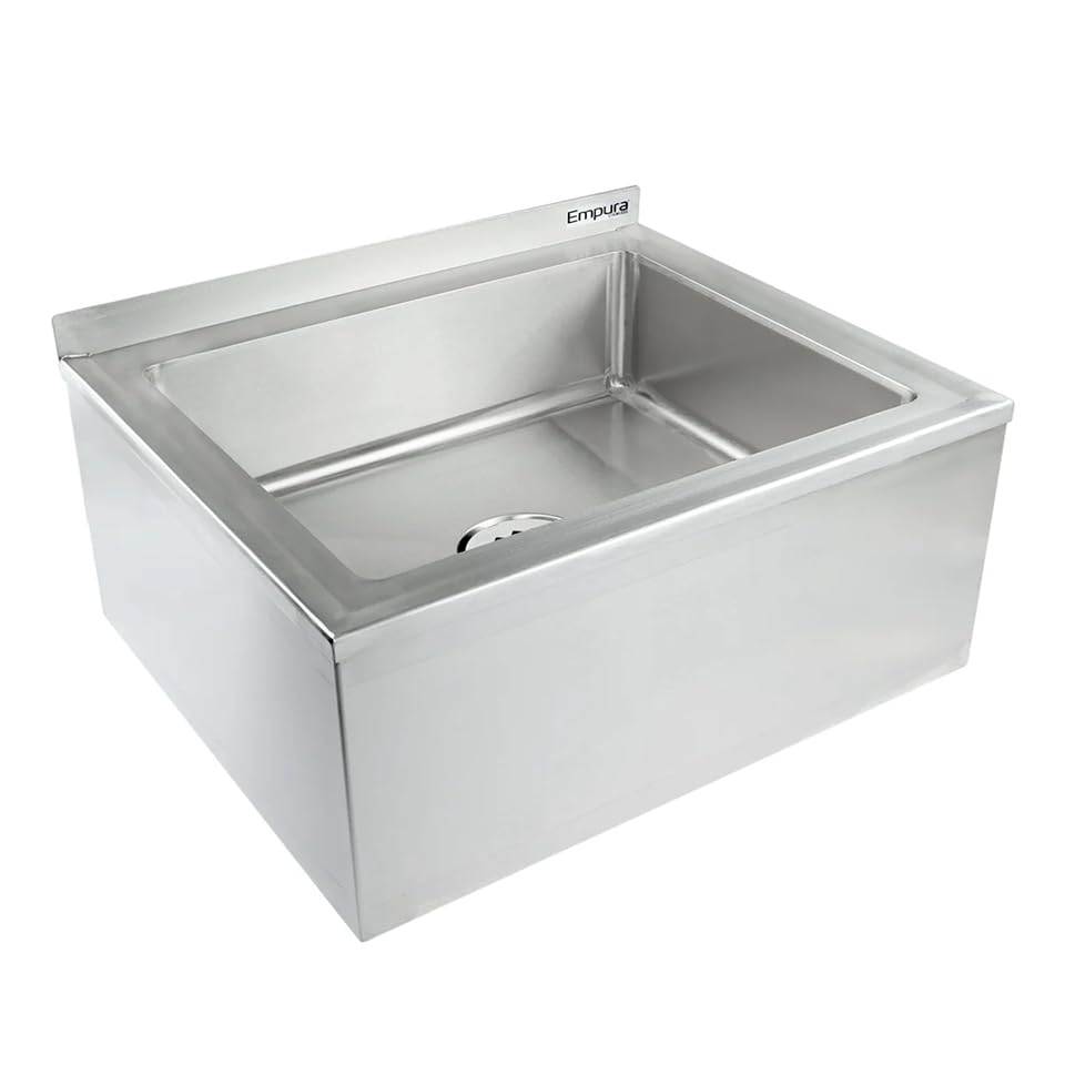 Empura 20" x 24" Stainless Steel One Compartment Mop Sink | Heavy-Duty Commercial Kitchen Bar Basin with 20" x 16" Bowl for Restaurant Laundry Utility Room | 20"W x 18.26"D x 10.24"H, 18 Gauge, NSF