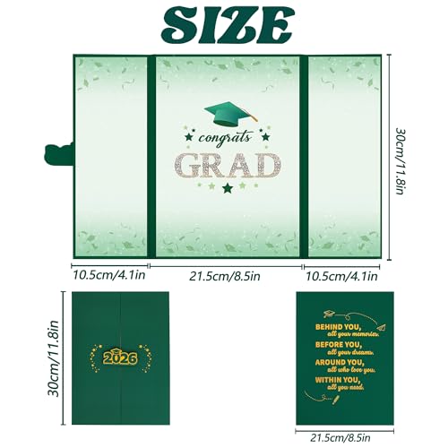 Image of Vlipoeasn 2026 Graduation Guest Book Alternative, Green Gold Class of 2026 Graduation Party Decorations, Graduation Signature Book for 2026 College High School, Unique Graduation Gifts for Friends