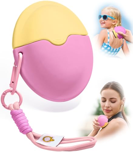 Sunscreen Applicator,Roll-On Sunscreen Applicator for Kids &amp; Adults-Easy Apply Sun Screen Roller Applicator for Mess-Free Sun Protection,Portable Perfect Size for Travel Outdoors(Yellow&amp;Pink)