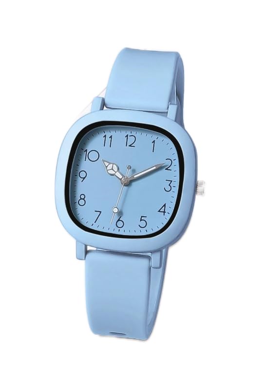 ALCENTIS Montre Femme carré Bracelet Silicone (Bracelet Bleu)