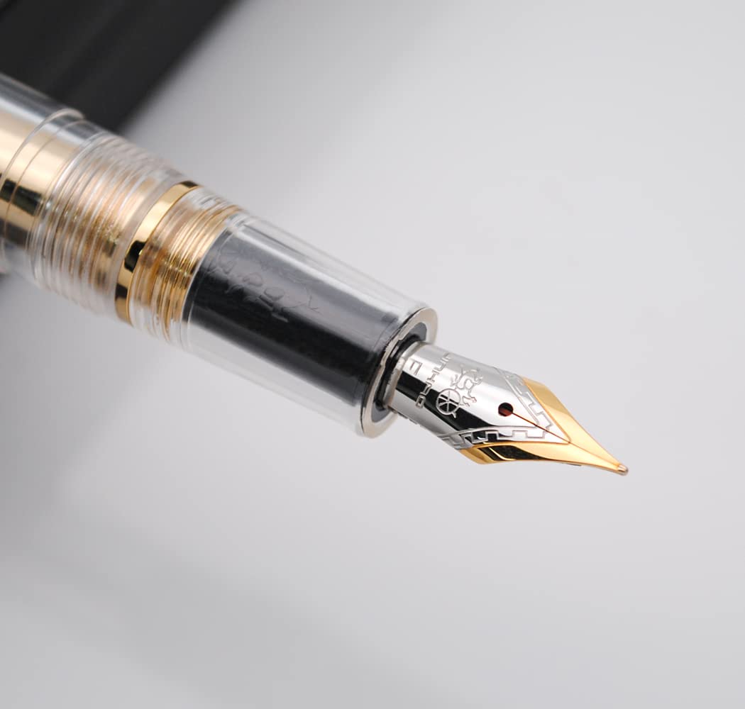 JINHAO 82 Celluloid Fountain Pen Acrylic Ink Pen with Ink Converter (Fine Nib, Gold Clip-Transparent) - Image 2