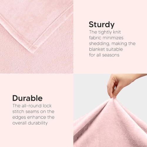 Image of SANMARINO Premium Solid Flannel Blanket for Single Bed | Super Soft Touch Plush Fleece Blanket | All Season Lightweight Yet Cozy Blanket for Bed,Sofa,Couch, Travel & Camping | 152 x228 cm (Pink)