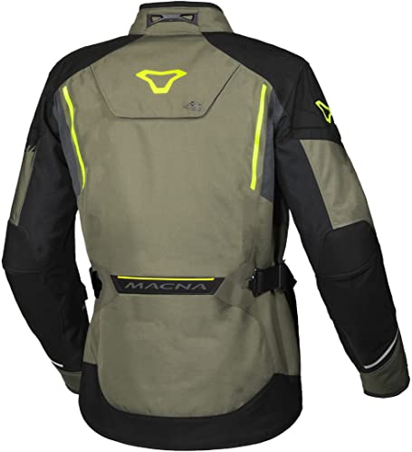 Macna Mundial wasserdichte Motorrad Textiljacke (Green/Black,XXL)
