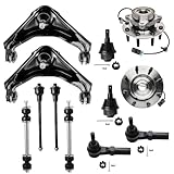 Detroit Axle - 12pc Front Control Arm Wheel Hub Bearing Suspension Kit for 2001-2006 Chevy GMC Silverado Sierra 1500 2500 3500 Yukon - 8 LUG 4WD