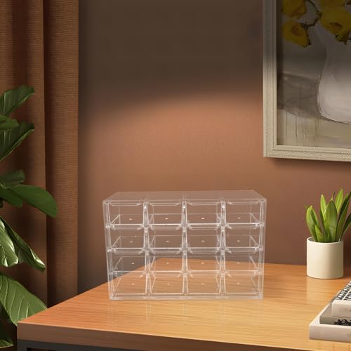 GALPADA Organizador de Joyas Transparente 16 Compartimentos Caja de Almacenamiento de Plástico Cajón Extraíble Organizador de Escritorio para Oficina y Tocador 24 X 15 X 10 CM - imagen 6