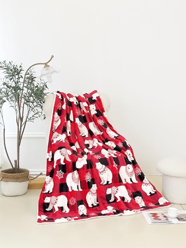 Elegant Comfort Reversible and Ultra-Plush Flannel Fleece-Winter Christmas Sherpa Throw- Lightweight Soft and Cozy-Holiday Decorative Throw, Perfect for Lounging, 50 x 60 inches, Polar Plaid Red - image 5
